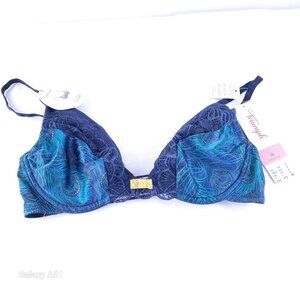 NWT  34  B triumph Seduction Peacock Blue lace , Teal & Gold